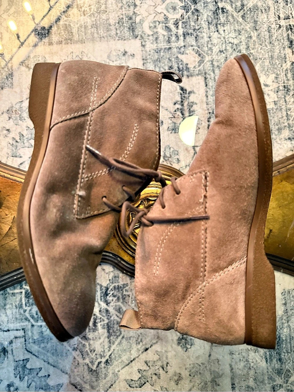 Franco Sarto Taupe Suede Chukka Boots Lace-Up Ankle Autumn Earthy Minimalist 7